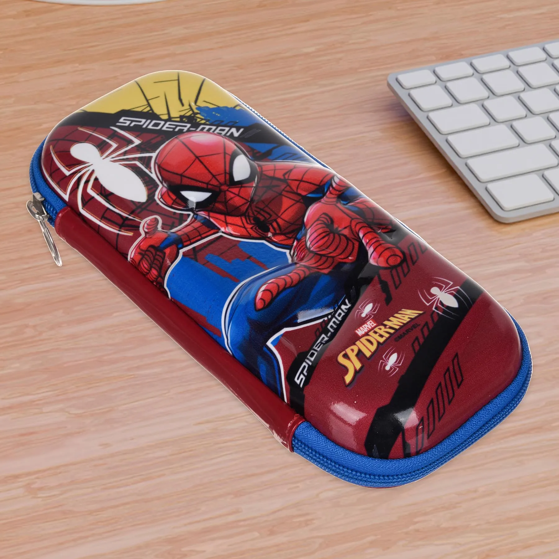 Kuber Industries Marvel Spider-Man Pencil Pouch | School Pencil Case for Kids | Pen-Pencil Box for Kids | Geometry Box | Compass Box | School Stationery Supplies | Pack of 3 | Red