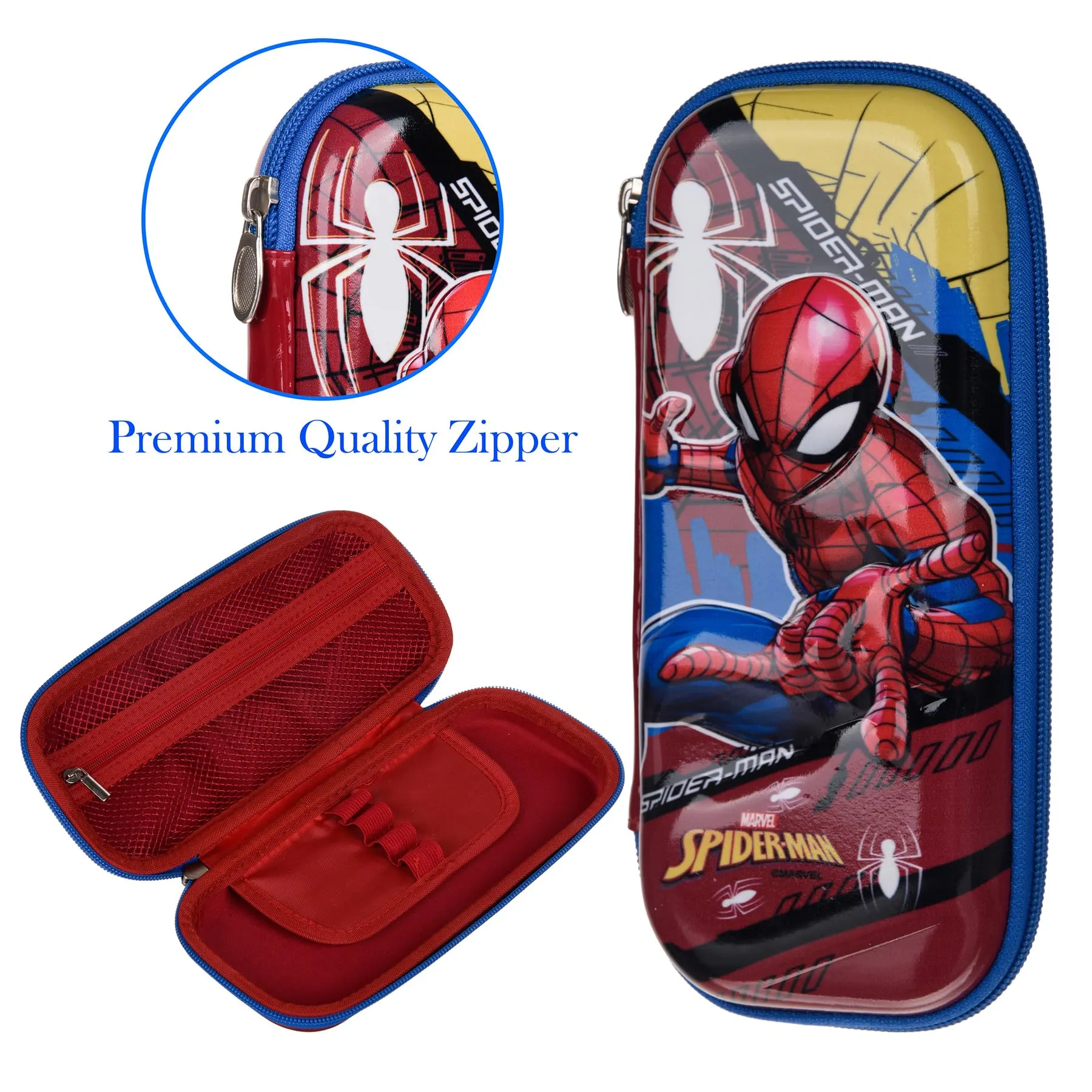 Kuber Industries Marvel Spider-Man Pencil Pouch | School Pencil Case for Kids | Pen-Pencil Box for Kids | Geometry Box | Compass Box | School Stationery Supplies | Pack of 3 | Red