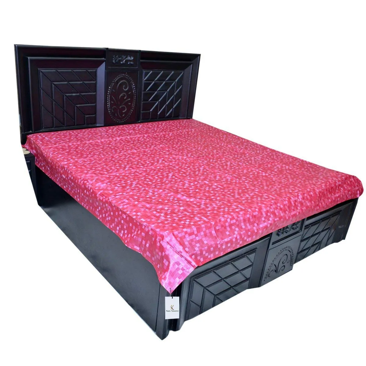 Kuber Industries Mattress Protector Sheet|Water Resistant & DustProof|Breathable Fabric, Size 198 x 198 cm (Pink, Plastic)