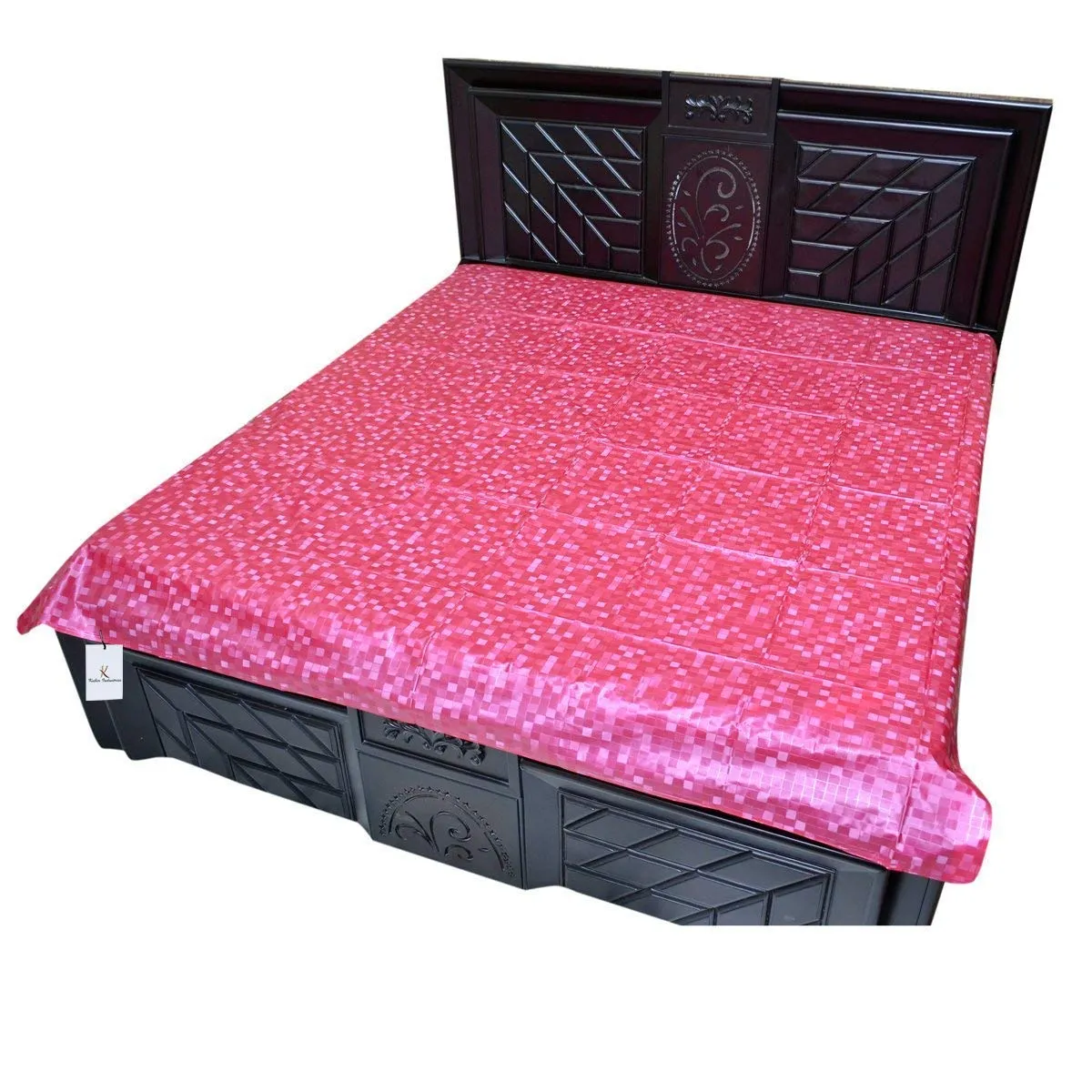 Kuber Industries Mattress Protector Sheet|Water Resistant & DustProof|Breathable Fabric, Size 198 x 198 cm (Pink, Plastic)