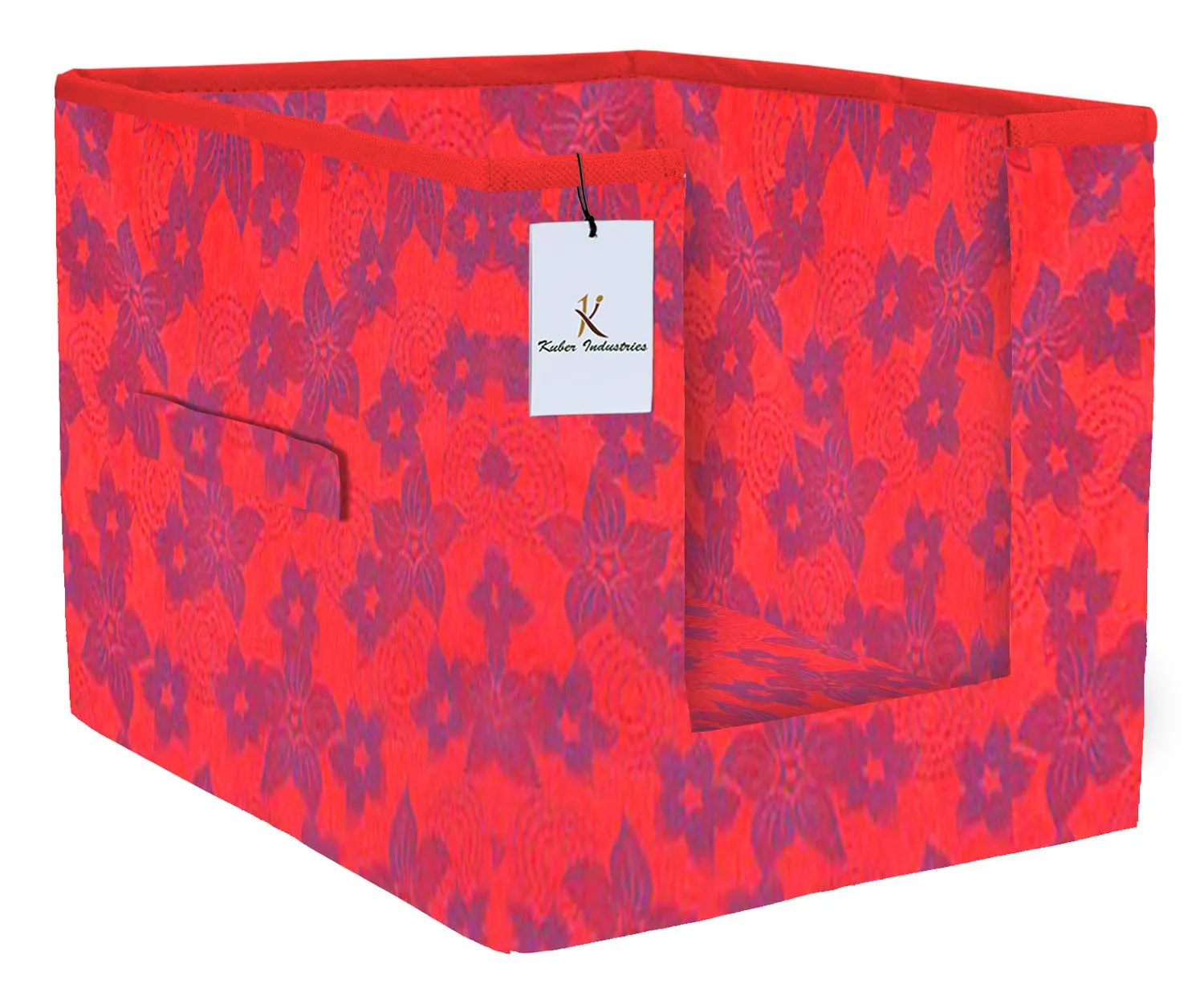 Kuber Industries Metallic Printed 2 Piece Non Woven Shirt Stacker Wardrobe Organizer Set, (Red & Beige) - CTKTC34920