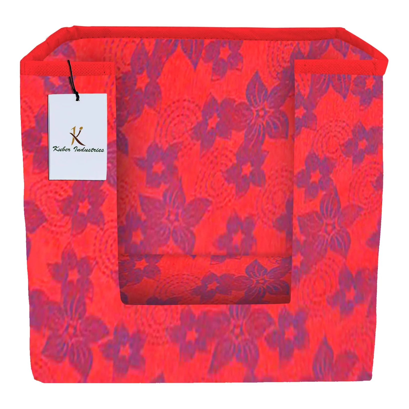 Kuber Industries Metallic Printed 2 Piece Non Woven Shirt Stacker Wardrobe Organizer Set, (Red & Beige) - CTKTC34920