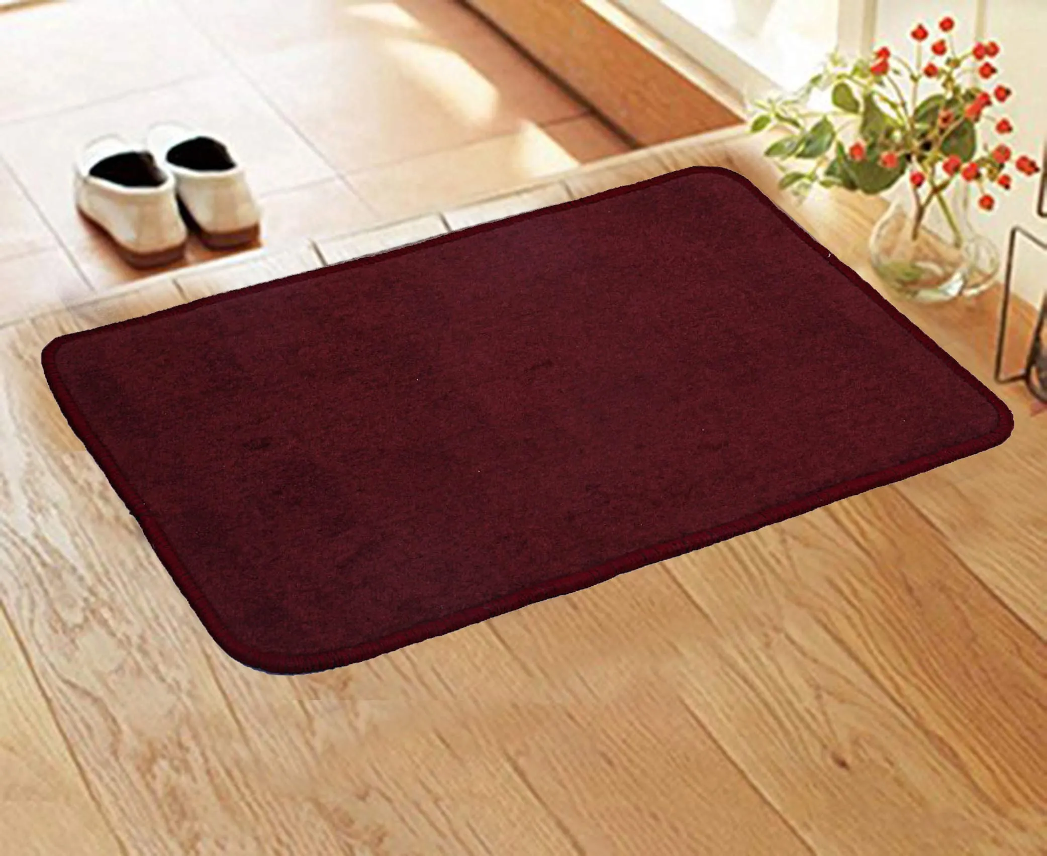 Kuber Industries Microfiber Anti Slip 3 Pieces Door Mat 22"x14", Maroon - CTKTC21906