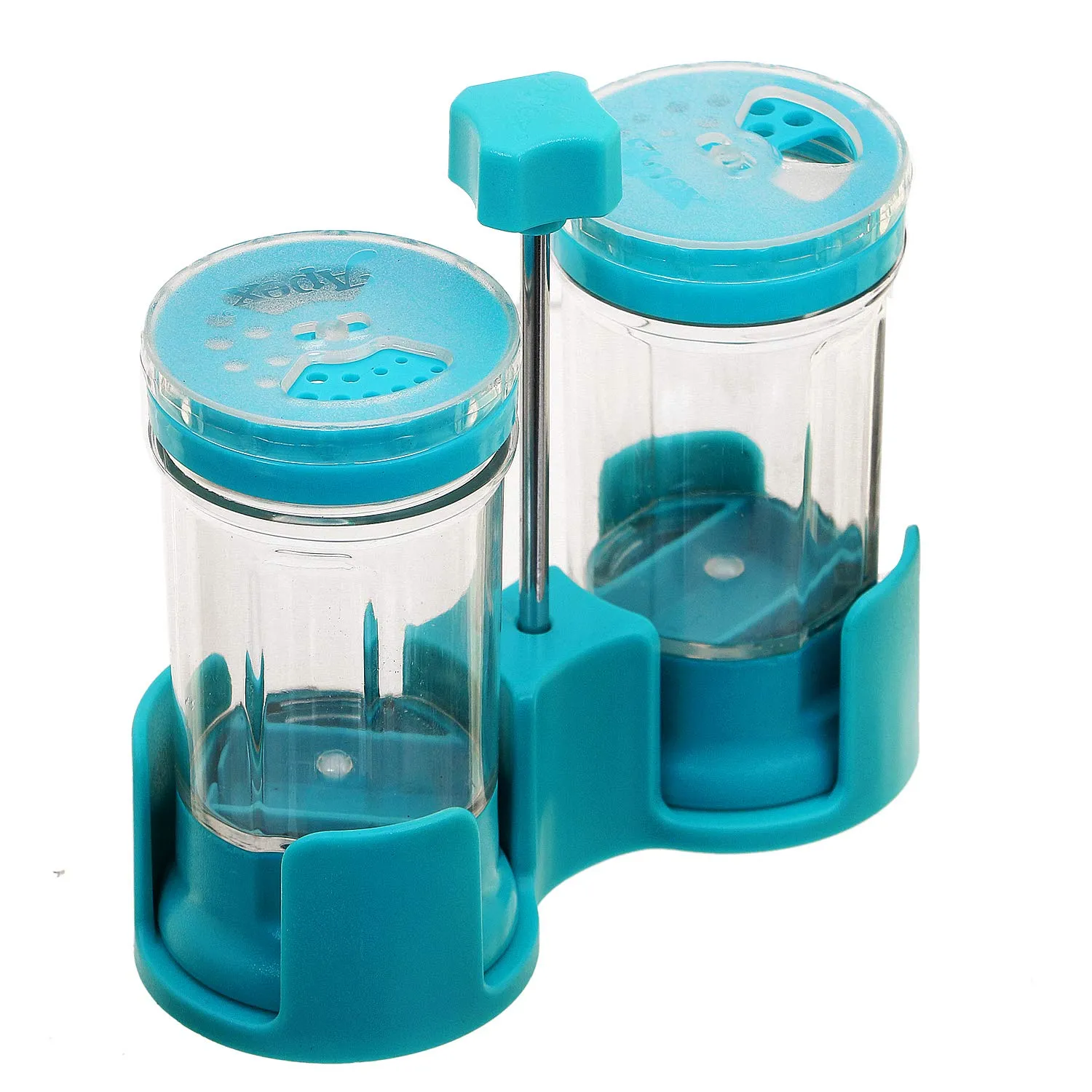 Kuber Industries Multipurpose Plastic Spice Container Salt & Pepper Shaker 2 Pieces Condiment Set (Green) -CTKTC030671