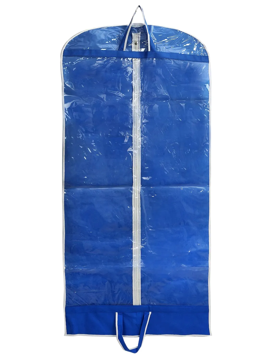 Kuber Industries Multiuses Non Woven Dust & Moistureproof Long Tranasparent Garment Cover With Zipper- Pack of 3 (Blue)-47KM01268