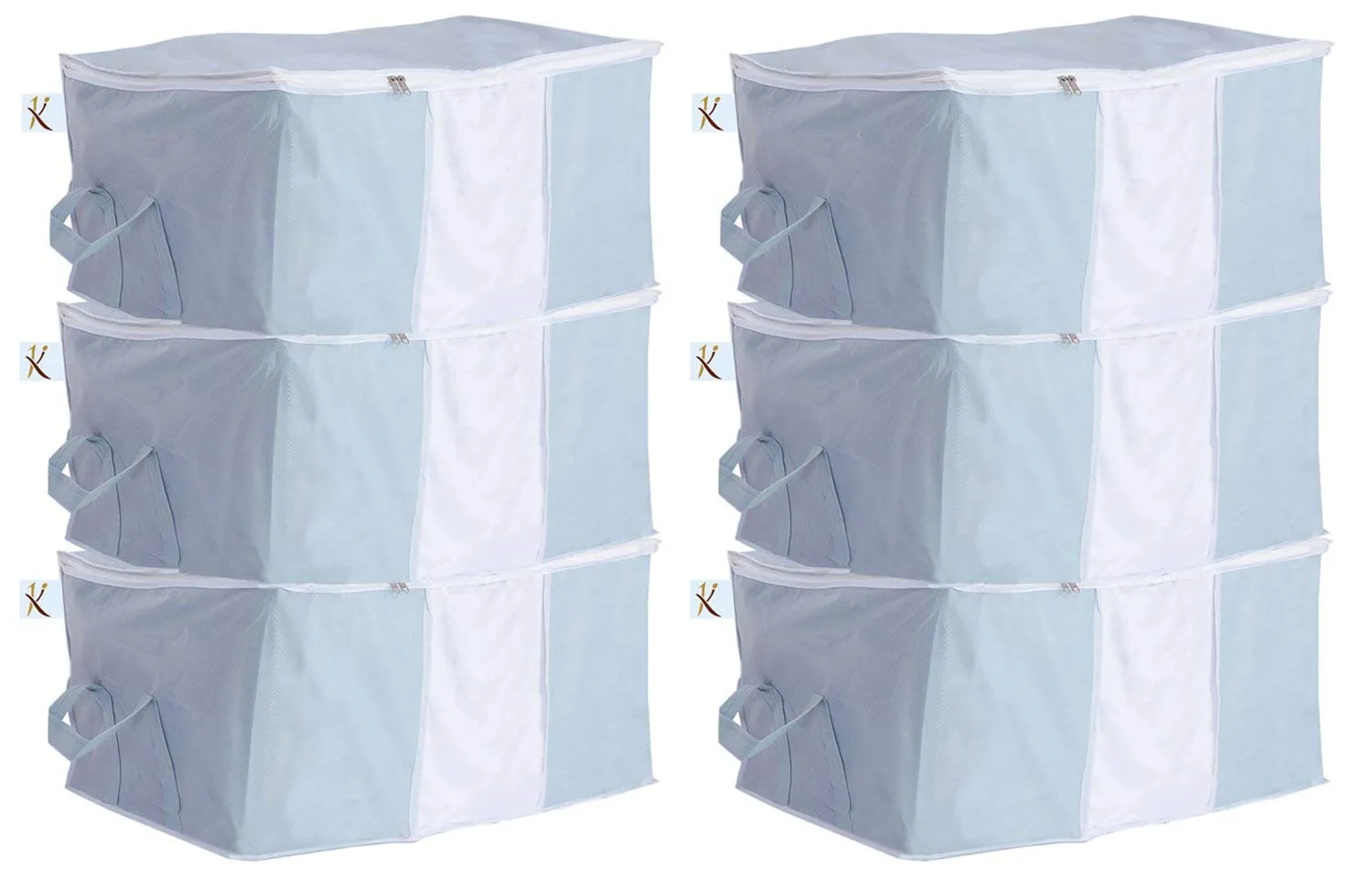 Kuber Industries Non Woven Underbed Storage Organiser Set, Pack of 6 (Grey)