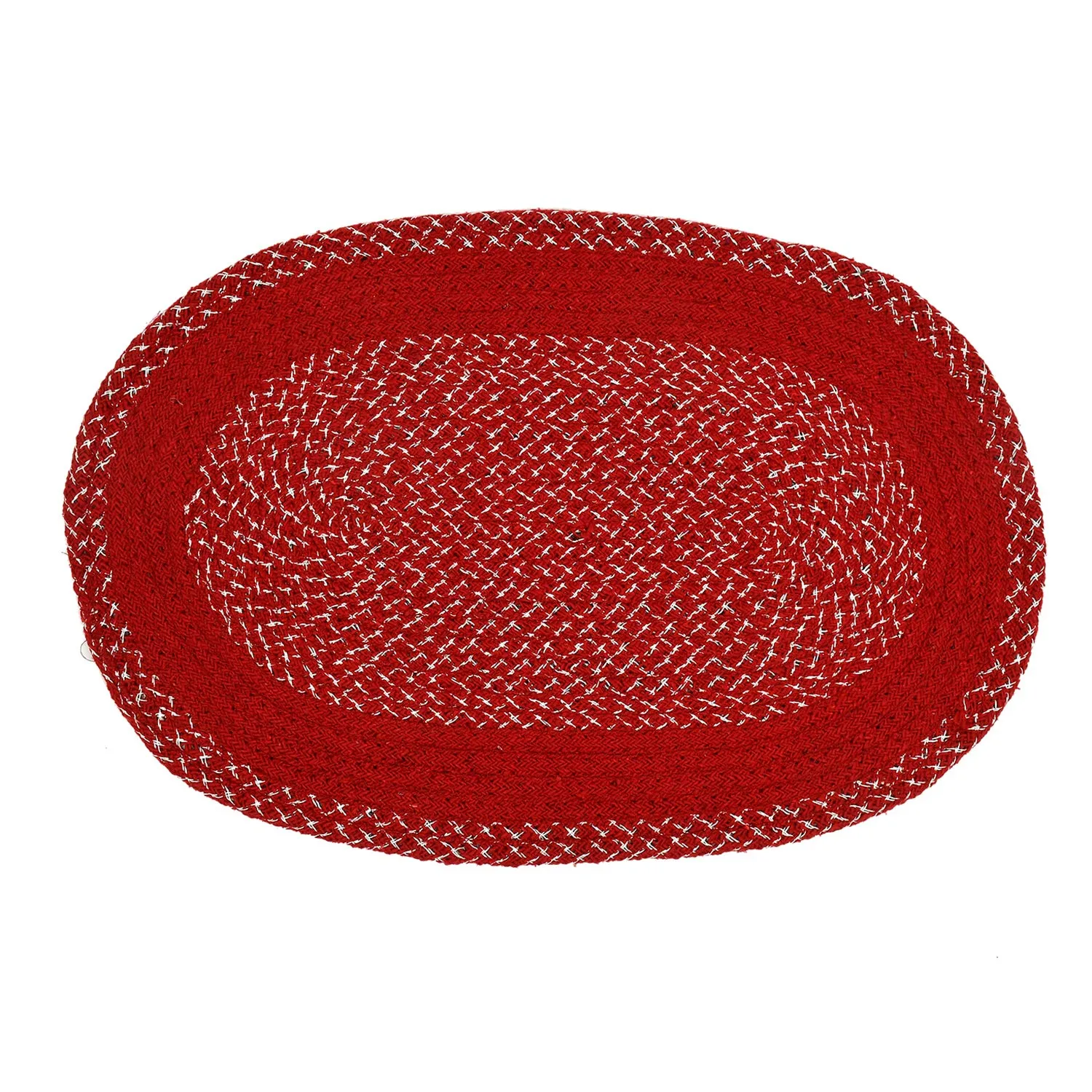 Kuber Industries Oval Design Soft Cotton Blend Anti Slip 3 Pieces Door Mat 18"x26"(Maroon) CTKTC33728, Standard