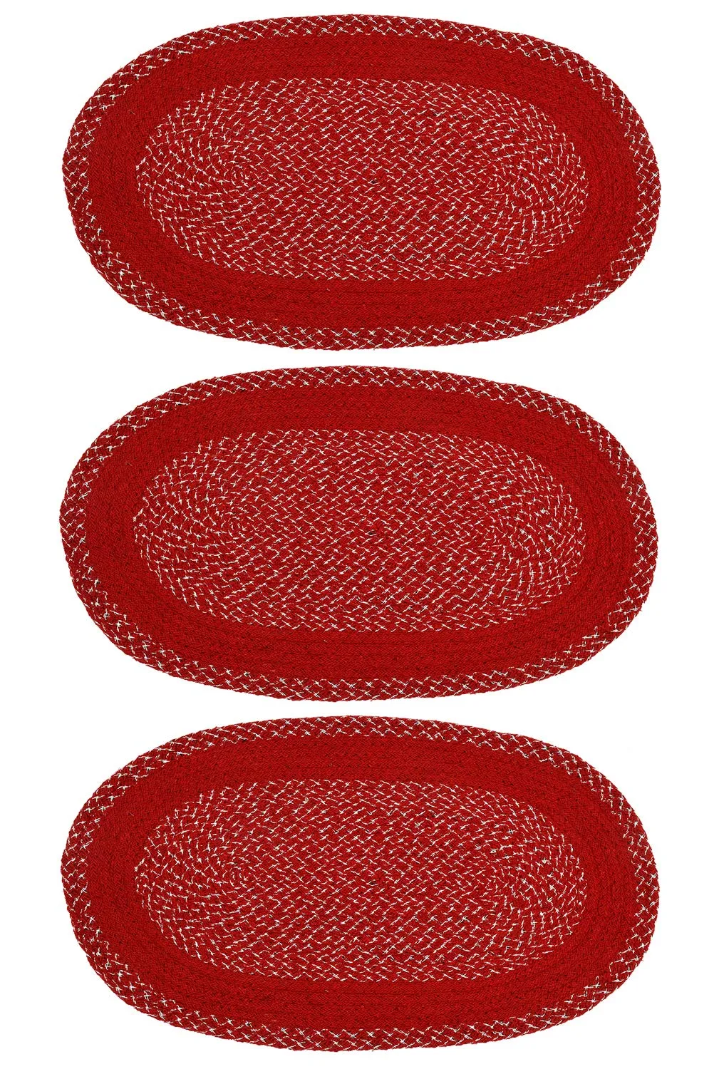 Kuber Industries Oval Design Soft Cotton Blend Anti Slip 3 Pieces Door Mat 18"x26"(Maroon) CTKTC33728, Standard