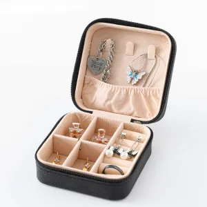 Kuber Industries Pack of 1 Mini Jewelry Box | Travel Jewellery Organizer Storage Box | Portable Case for Rings Earrings | Portable Jewelry Organizer | Proposal Gifts for Women Girl |YXX-023BK | Black