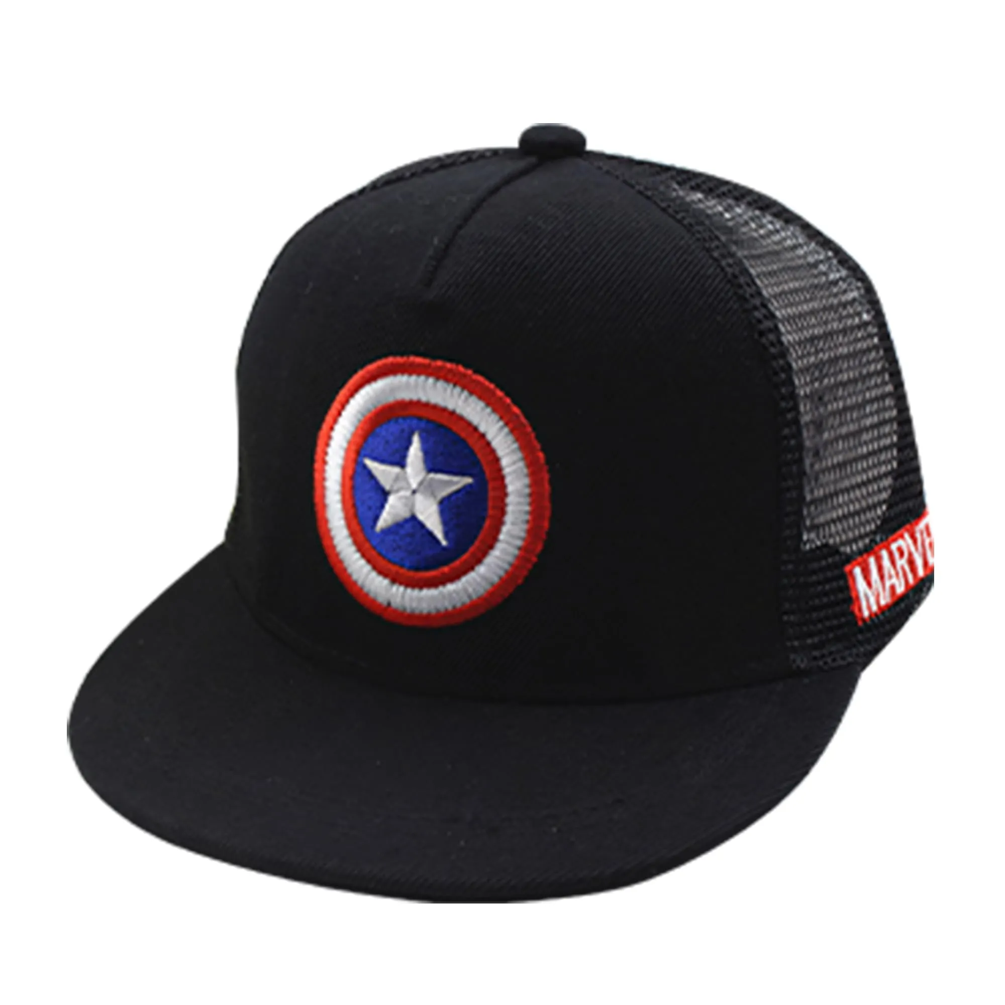 Kuber Industries Pack of 2 MarvelCaptain America Cap | Adjustable Cap for Boys and Girls | Cartoon Character Printed Little Cap for Kids | Cap for 7-12 Year Old Baby Girls and Boys | QI0066-C | Black