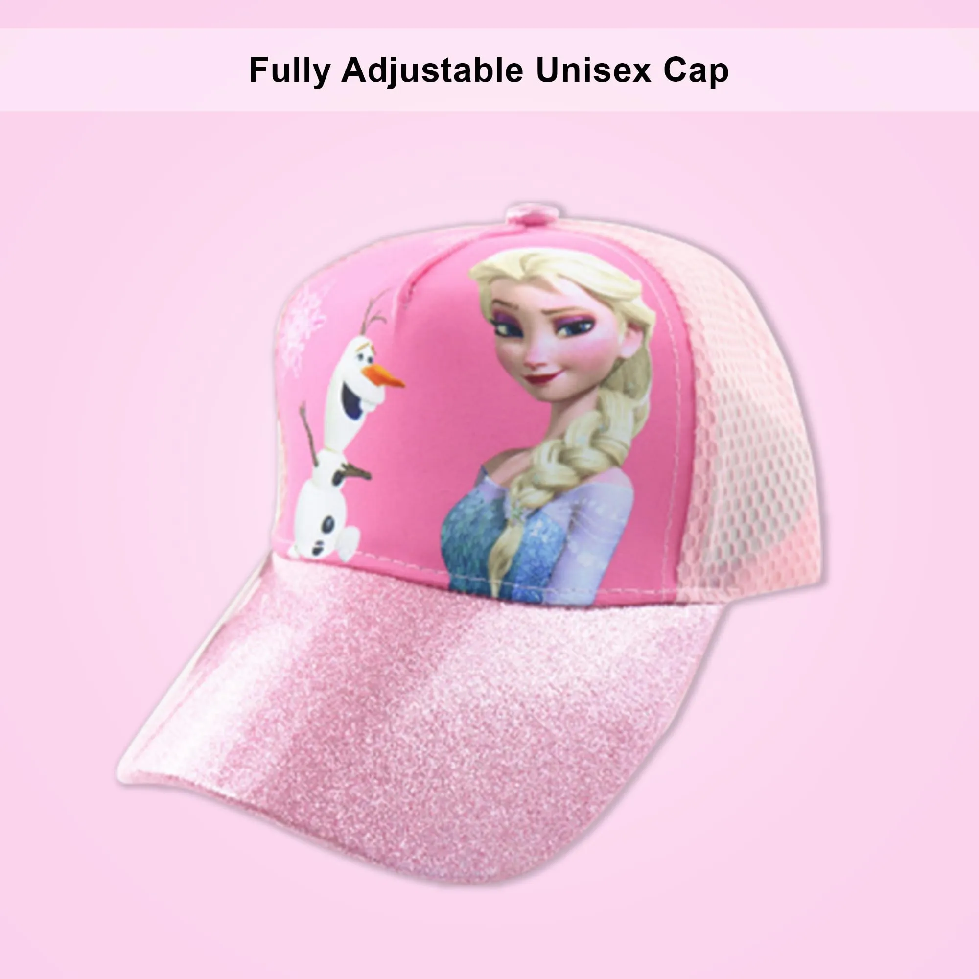 Kuber Industries Pack of 2 Princess Cap | Adjustable Cap for Boys and Girls | Cartoon Character Printed Little Cap for Kids | Cap for 7-12 Year Old Baby Girls and Boys |T206221-A | Pink