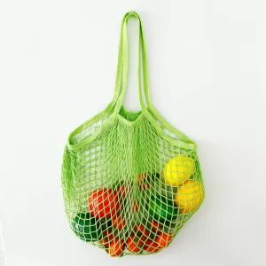 Kuber Industries Pack of 3 Grocery Bags | Reusable Storage Bags | Cotton Net Mesh Bags | Ideal for Vegetables & Fruits | Market Bag | Portable Shopping Bag | Handbags for Storage | CMG005-GRN | Green