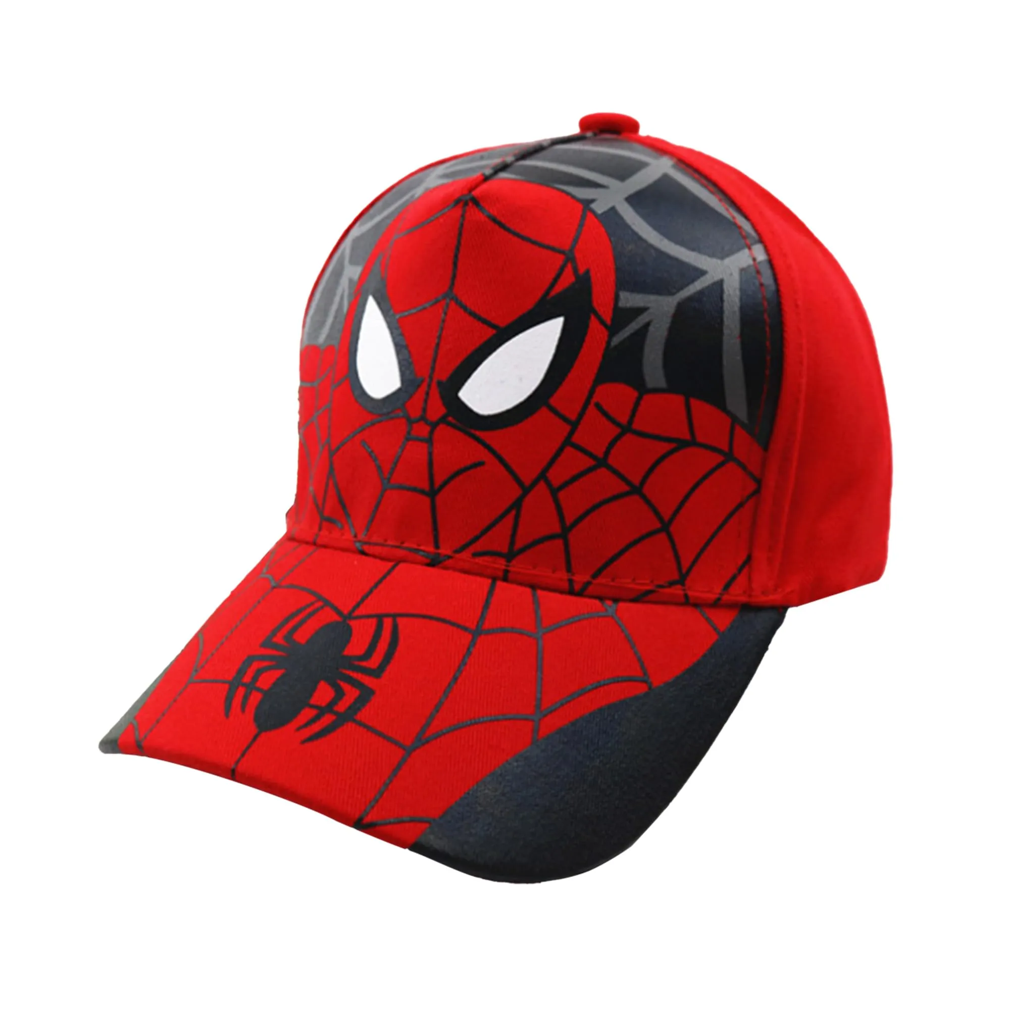 Kuber Industries Pack of 3 Spiderman Cap | Adjustable Cap for Boys and Girls | Cartoon Character Printed Little Cap for Kids | Cap for 7-12 Year Old Baby Girls and Boys | T8103-A | Red