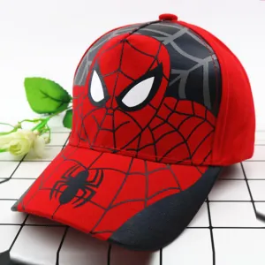 Kuber Industries Pack of 3 Spiderman Cap | Adjustable Cap for Boys and Girls | Cartoon Character Printed Little Cap for Kids | Cap for 7-12 Year Old Baby Girls and Boys | T8103-A | Red