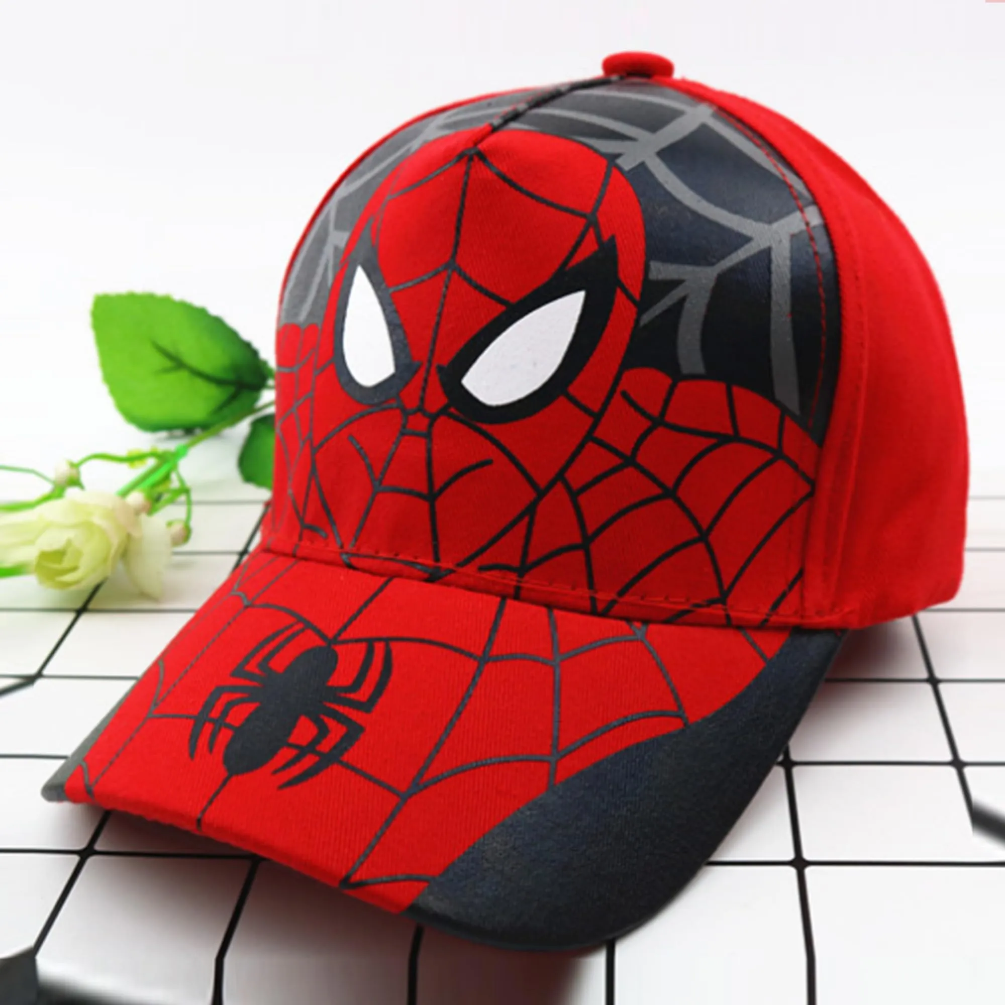 Kuber Industries Pack of 3 Spiderman Cap | Adjustable Cap for Boys and Girls | Cartoon Character Printed Little Cap for Kids | Cap for 7-12 Year Old Baby Girls and Boys | T8103-A | Red