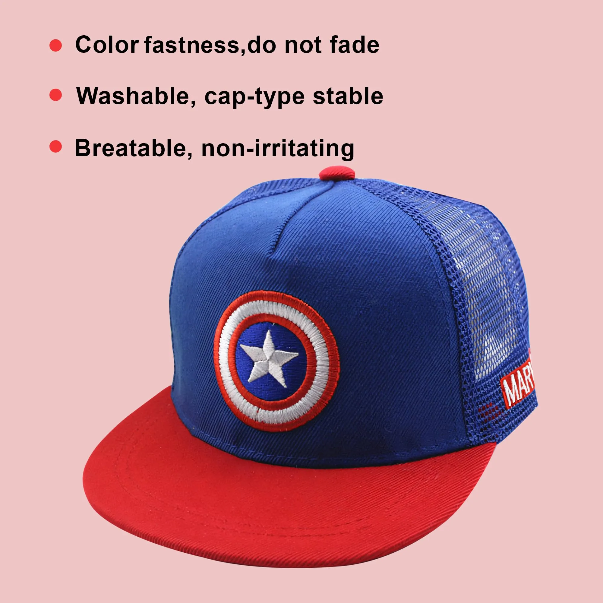 Kuber Industries Pack of 5 Marvel Captain America Cap | Adjustable Cap for Boys and Girls | Cartoon Character Printed Little Cap for Kids | Cap for 7-12 Year Old Baby Girls and Boys | QI0066-A | Blue