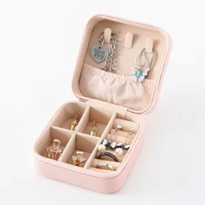 Kuber Industries Pack of 5 Mini Jewelry Box | Travel Jewellery Organizer Storage Box | Portable Case for Rings Earrings | Portable Jewelry Organizer | Proposal Gifts for Women Girl |YXX-024 | Pink