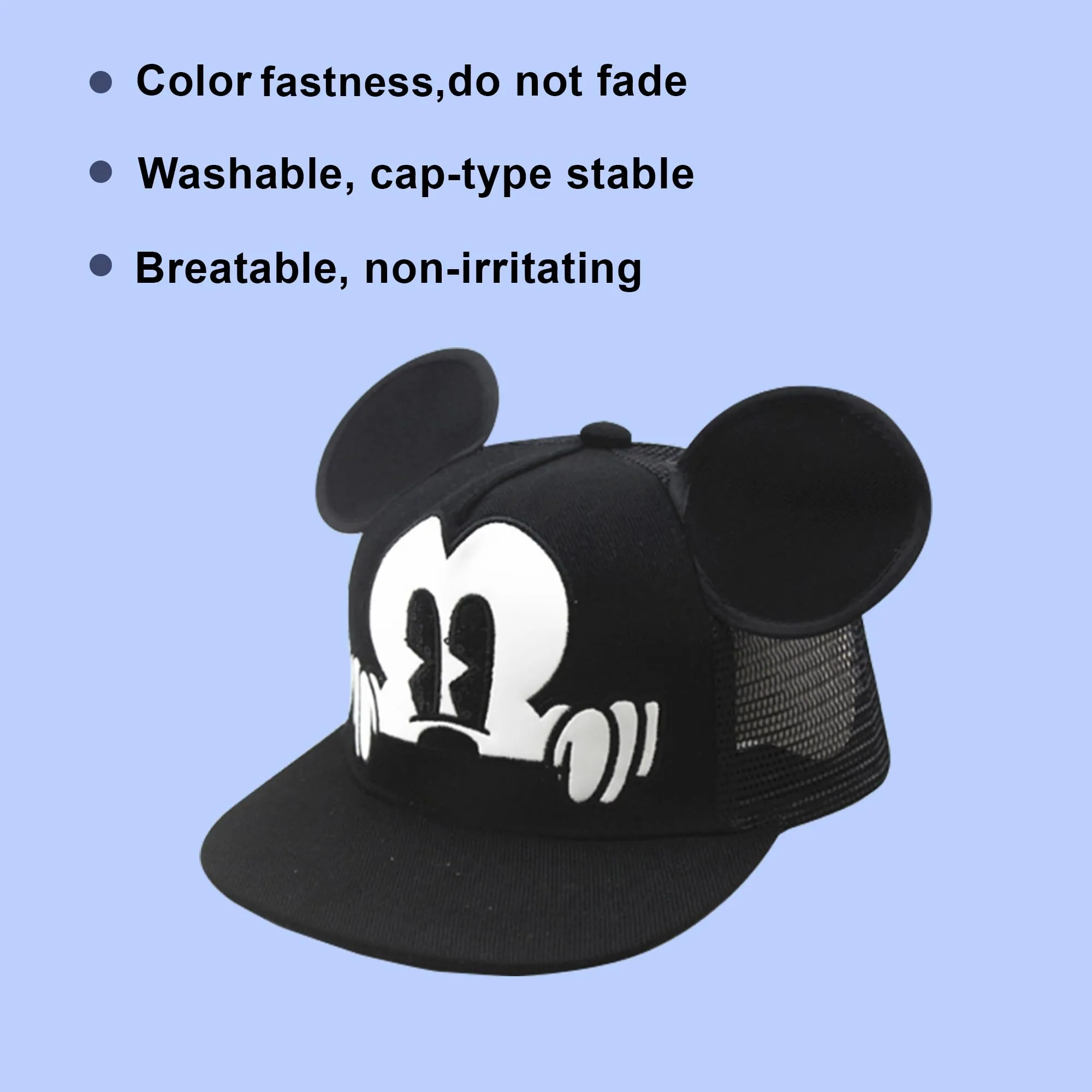 Kuber Industries Pack of 6 Mickey Mouse Cap | Adjustable Cap for Boys and Girls | Cartoon Character Printed Little Cap for Kids | Cap for 7-12 Year Old Baby Girls and Boys |T1639-A | Black