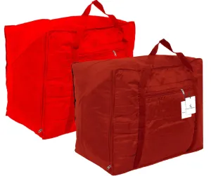 Kuber Industries Parachute 2 Pieces Jumbo Attachi Bag Travel Handbag Storage Carrying Bag, Blanket Cover, Duffle, Travel Multi-Purpose Bag (Red & Maroon) CTKTC134708