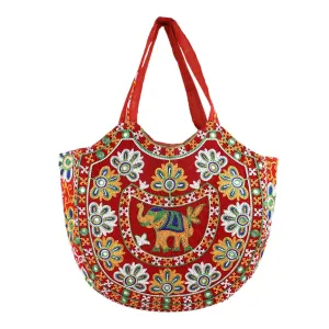 Kuber Industries Peacock Design Polyester Handcrafted Embroidery Women s Shoulder Bag, Maroon (CTKTC4360)