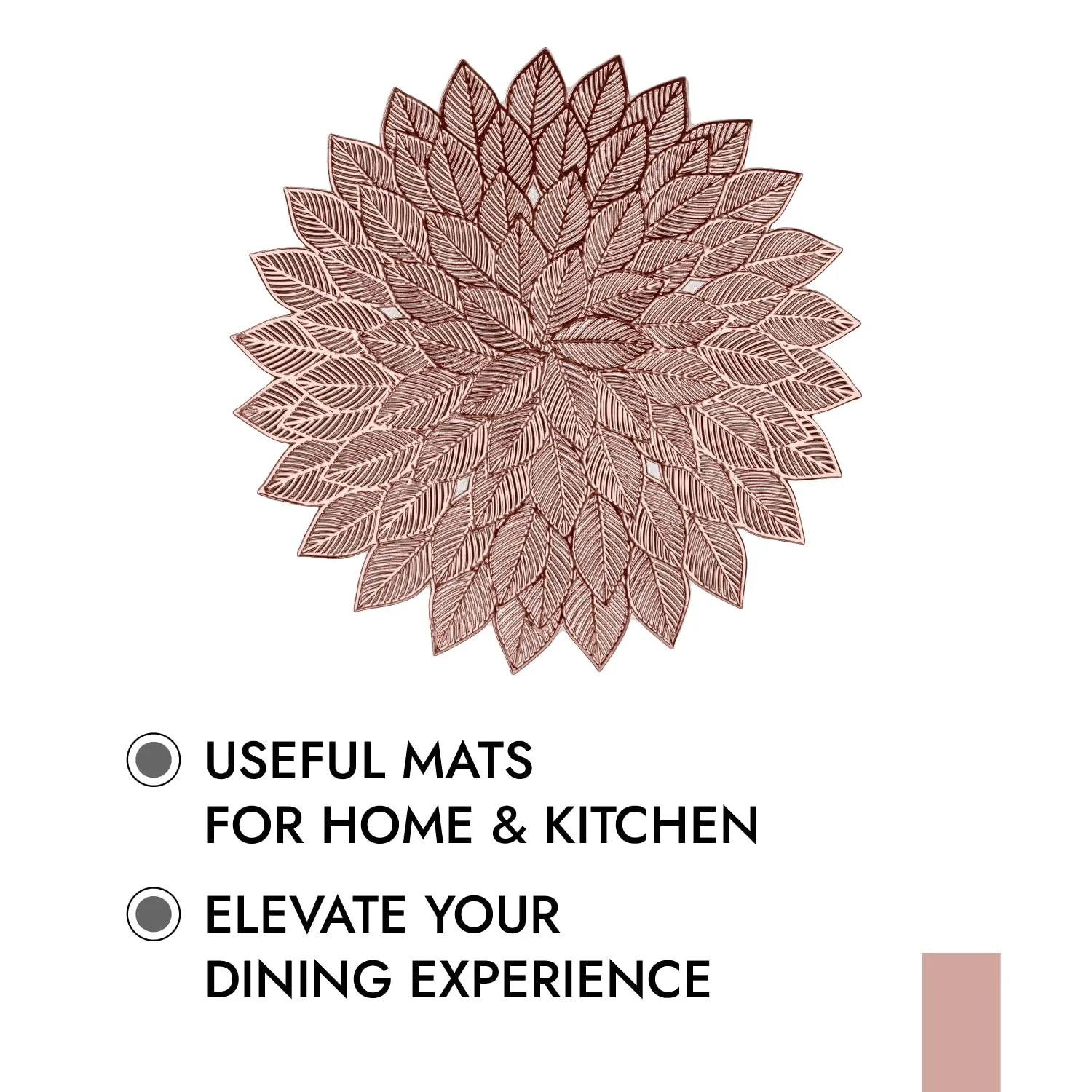 Kuber Industries Placemat | Placemats for Dining Room | Designer Table Mat Set | Placemats for Kitchen Table | Side Table Placemats | Round Flower Placemat | 6 Piece Set | Copper