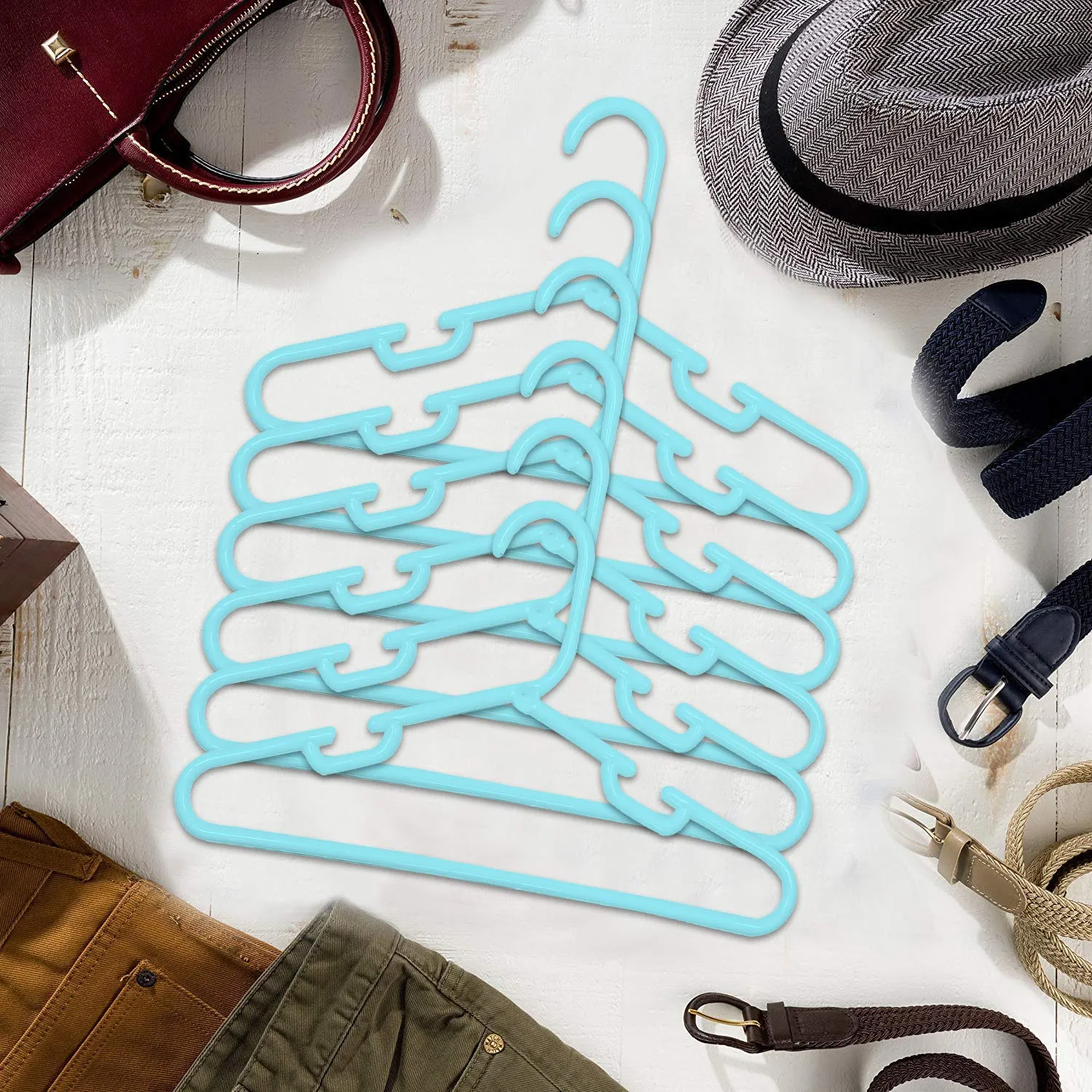 Kuber Industries Plastic 12 Pcs Baby Hanger Set for Wardrobe (Light Blue)-CTKTC21459