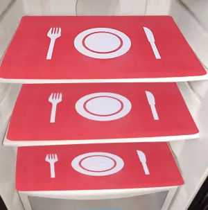 Kuber Industries Plate Design PVC 6 Pieces Fridge Mats (Red) - CTKTC21864