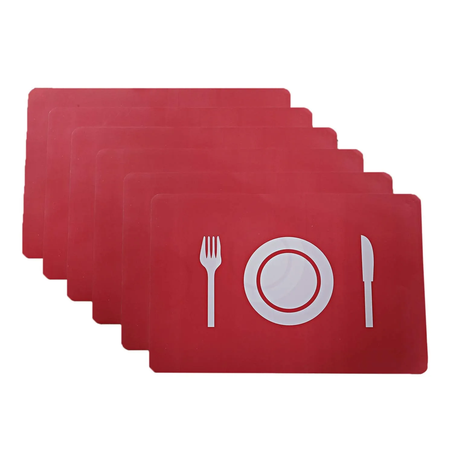 Kuber Industries Plate Design PVC 6 Pieces Fridge Mats (Red) - CTKTC21864