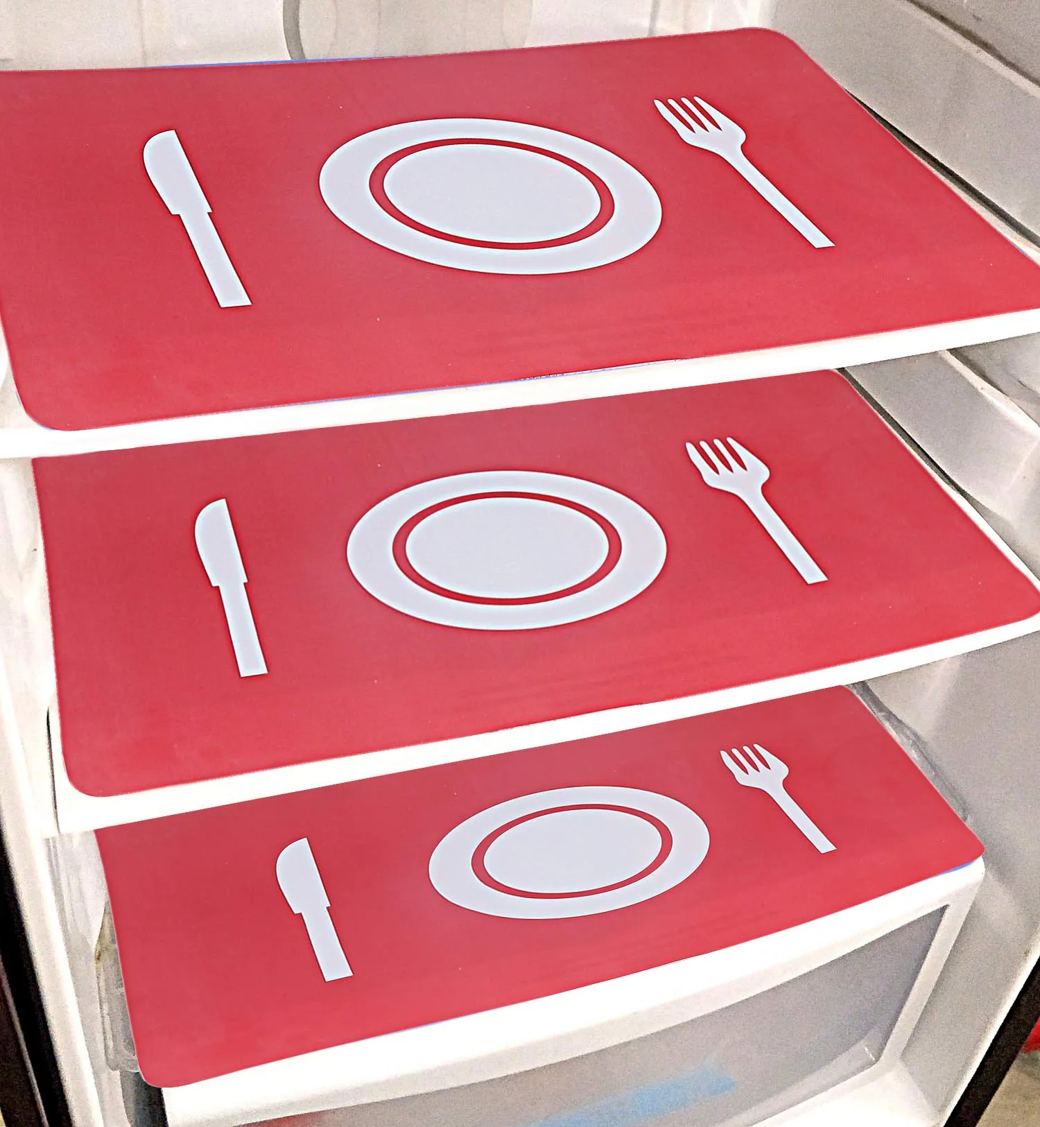 Kuber Industries Plate Design PVC 6 Pieces Fridge Mats (Red) - CTKTC21864