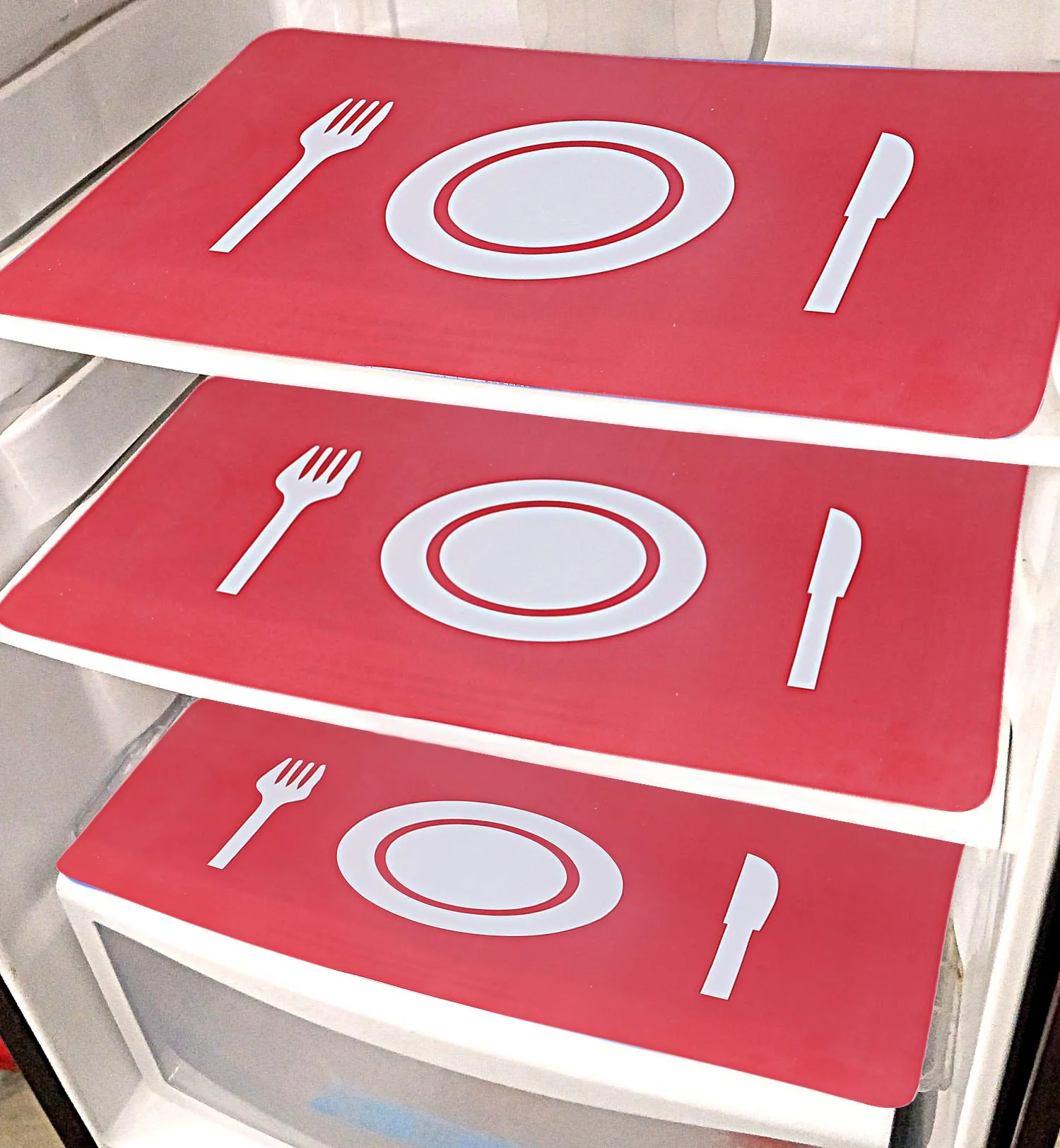 Kuber Industries Plate Design PVC 6 Pieces Fridge Mats (Red) - CTKTC21864