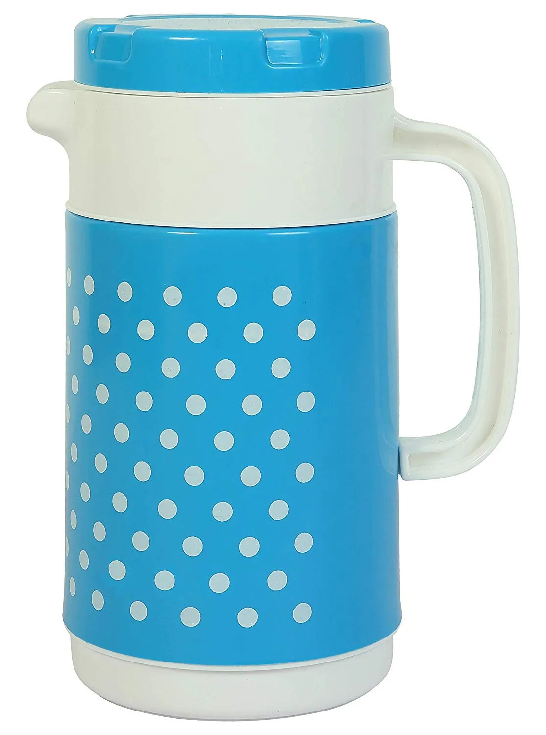 Kuber Industries Polka Dots Design 2 Pieces Insulated Orchid Tuff Jug Flask 1500 Ml (Blue)