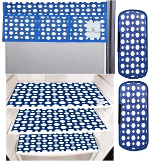 Kuber Industries Polka Dots Design 3 Pieces PVC Fridge Mats,2 Piece Handle Cover and 1 Piece Fridge Top Cover (Blue) CTKTC34065