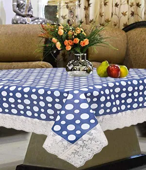 Kuber Industries Polka Dots Design PVC 4 Seater Center Table Cover (Blue)-Ctktc29999-1 Unit