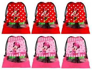 Kuber Industries Portable Travel Shoe Bags Dust-Proof Shoe Organizer Space Saving Storage Bags, Disney Print (Set of 6,Red & Pink) -HS_35_KUBMARTS18030