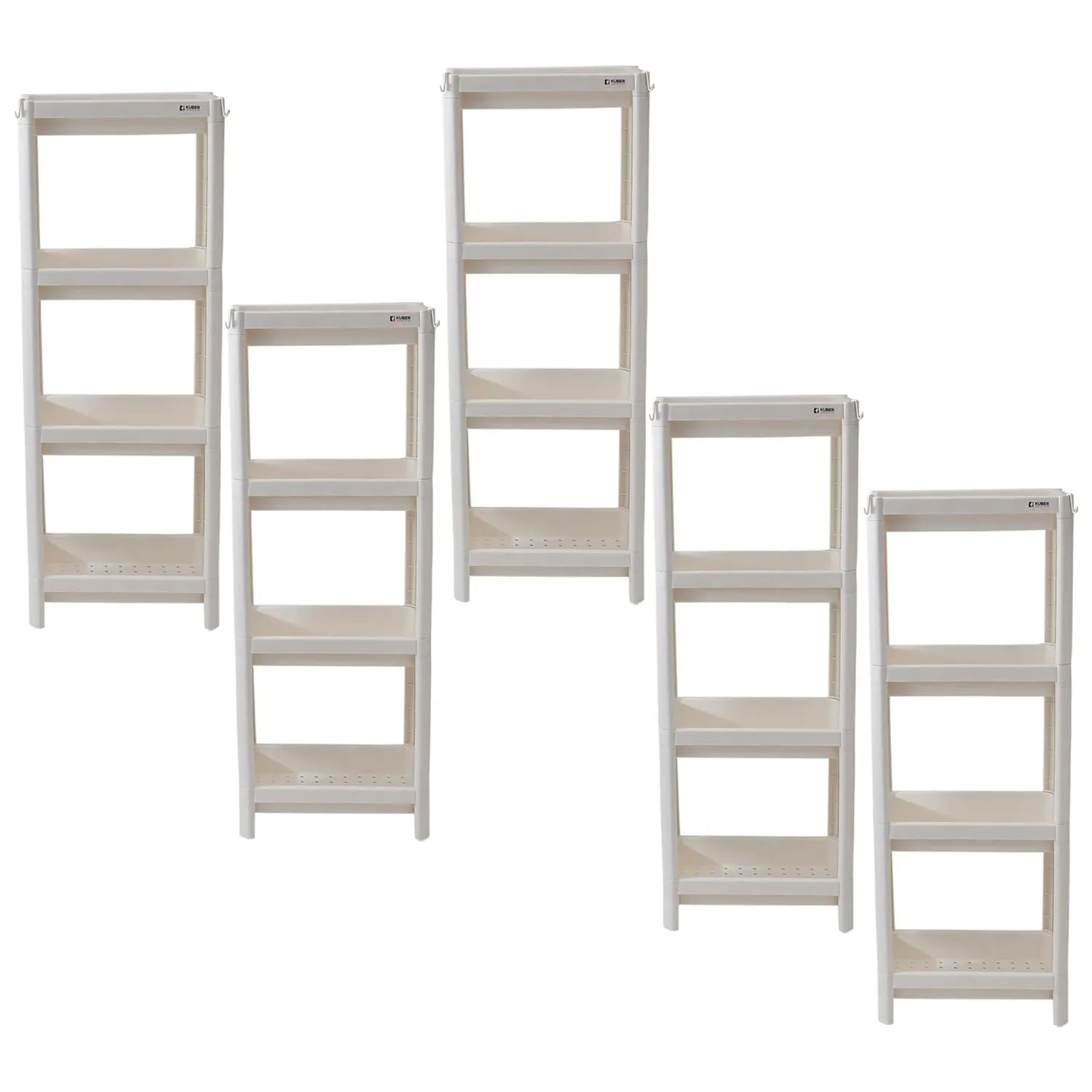 Kuber Industries PP Storage Shelf - 1734-Pack of 5-White