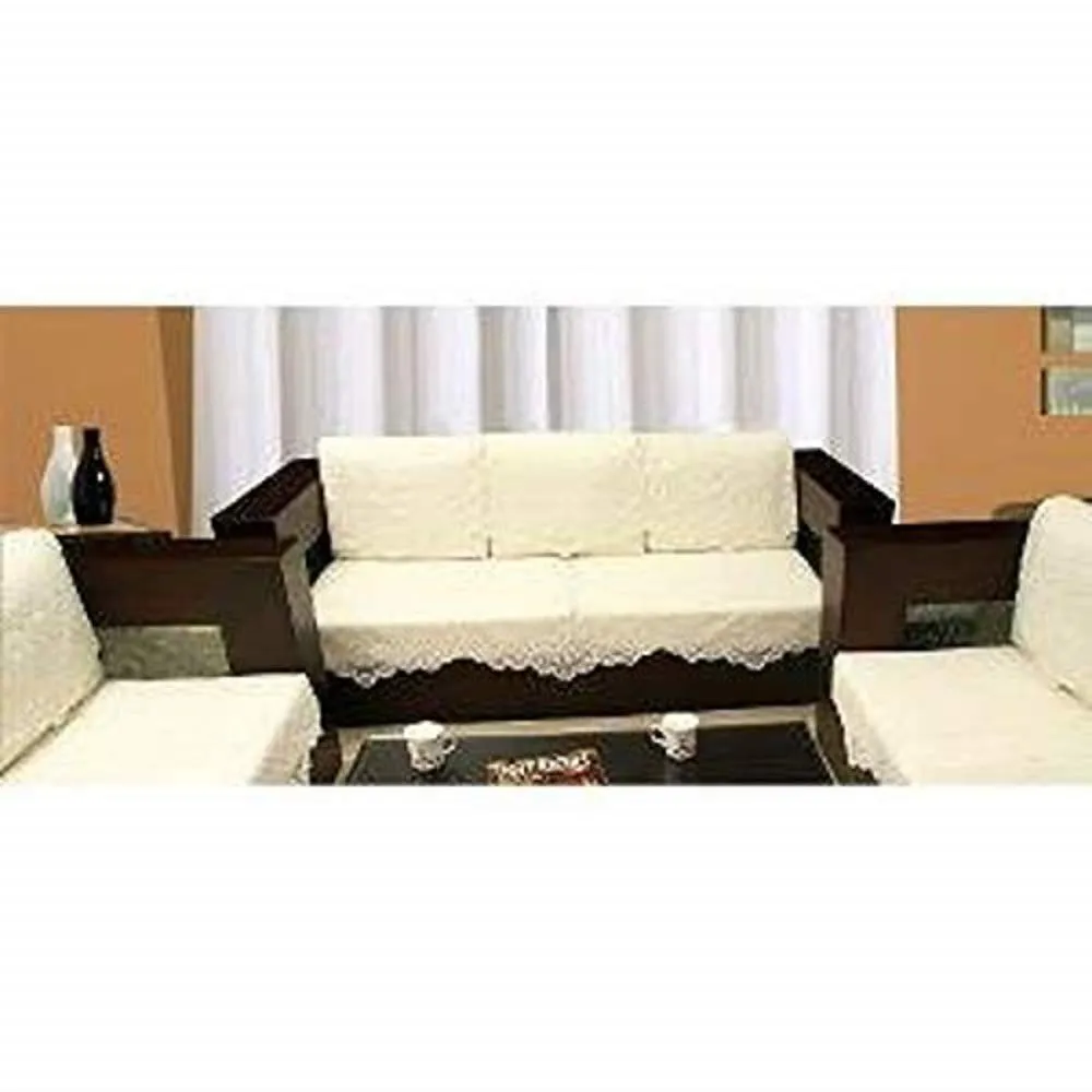 Kuber Industries Premium Sofa Cover|Chikankari Cotton Fabric|6 Pieces Cotton 5 Seater Sofa Cover Set (Cream)