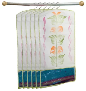 Kuber Industries Printed 6 Piece Non Woven Hanging Saree Cover Wardrobe Organiser (Green) -CTKTC038924