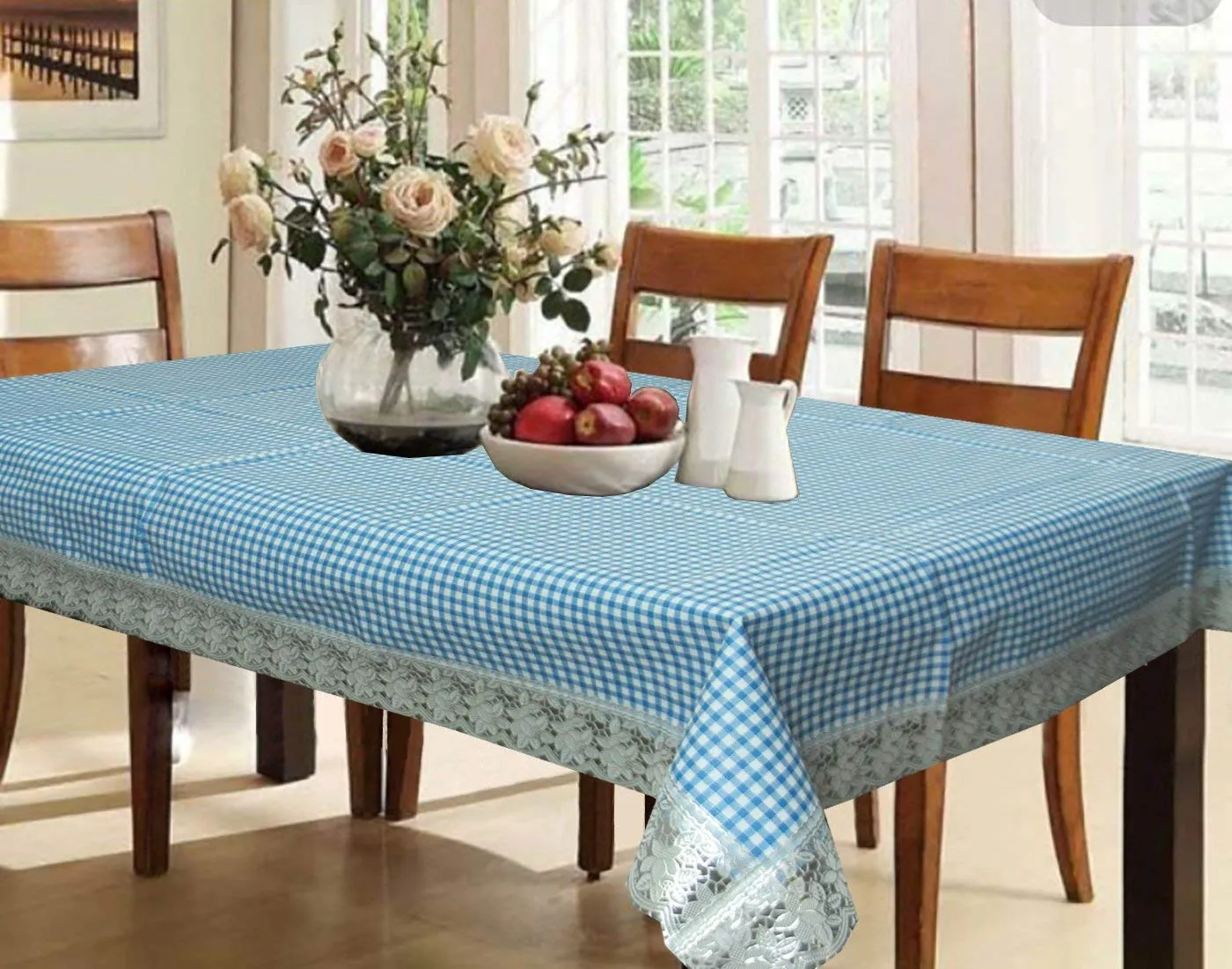 Kuber Industries PVC 6 Seater Dining Table Cover (Blue) -CTKTC08644