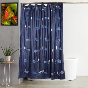 Kuber Industries PVC Solid Shower Curtain Standard Blue Pack of 1, Washable