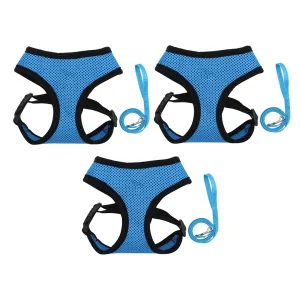 Kuber Industries Reflective Dog Harness With Adjustable Leash|Breathable Polyester Mesh Fabric With Top carry Handle|Medium Size|HAT-818|Comfortable No-Pull Grip|Quick Release Buckles|Blue (Pack Of 3)