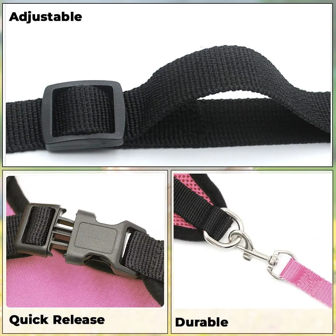 Kuber Industries Reflective Dog Harness With Adjustable Leash|Breathable Polyester Mesh Fabric With Top carry Handle|Medium Size|HAT-818|Comfortable No-Pull Grip|Quick Release Buckles|Pink (Pack Of 6)