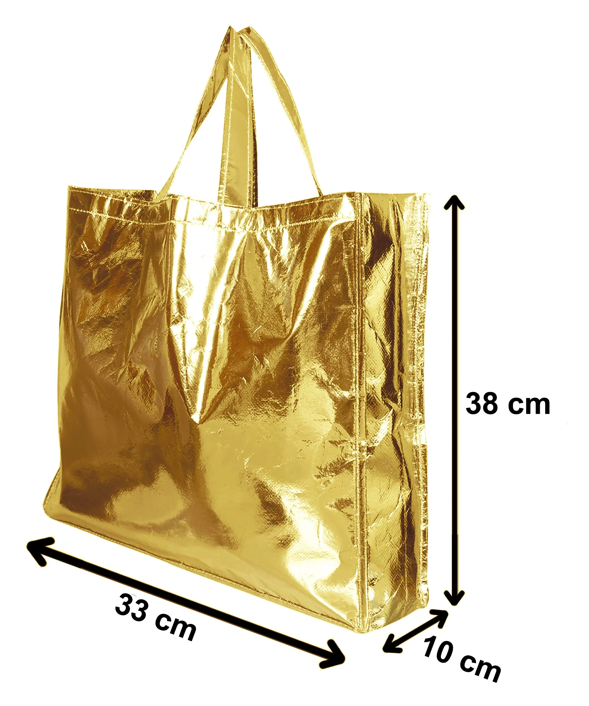 Kuber Industries Reusable Large Size Grocery Bag Shopping Bag with Handle, Non-Woven Gift Bag Goodies Bag Gold Tote Bag-Pack of 24 (Gold) (HS_36_KUBMART018945)