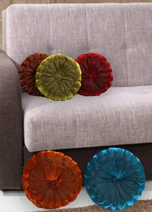 Kuber Industries Round Shape 5 Piece Silk Cushion Set - 11.02"x11.02", Multicolour