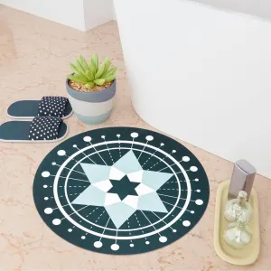 Kuber Industries Round Star Bathmat | Anti Skid Door Mat | Super Absorbent Bath Mat | Rubber Floor Mat for Home | Quick-Drying Non-Slip Floor Mat | HY029 | Green