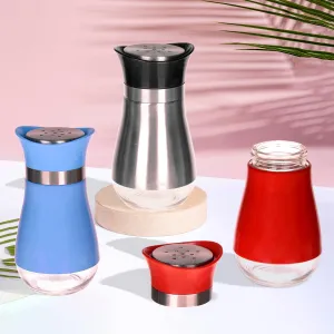 Kuber Industries Salt Shaker Box | Stainless Steel Pepper Shaker Box | Chilli Flakes Seasoning Sprinkler Box | Namak Daani | Dining Table Masala Box Dabbi | Pack of 3 | Multi