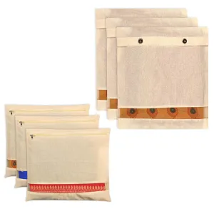 Kuber Industries Saree Bags Combo Set | Cotton Wardrobe Organizer | Clothes Bags for Storage | Mesh Window Saree Bags Set | Single Packing Saree Cover | Pack of 6 | Cream