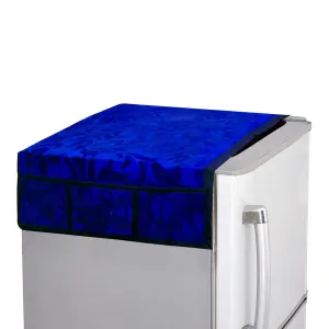 Kuber Industries Self Design Velvet Fridge/Refrigerator Top Cover (Blue)-CTKTC32715