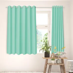 Kuber Industries Set of 2 100% Darkening Black Out Curtain I 5 Feet Window Curtain I Insulated Heavy Polyester Solid Curtain|Drapes with 8 Eyelet for Home & Office (Aqua)