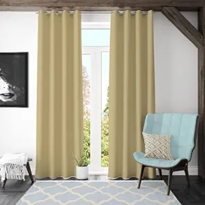 Kuber Industries Set of 2 100% Darkening Black Out Curtain I 7 Feet Door Curtain I Insulated Heavy Polyester Solid Curtain|Drapes with 8 Eyelet for Home & Office (Gold)