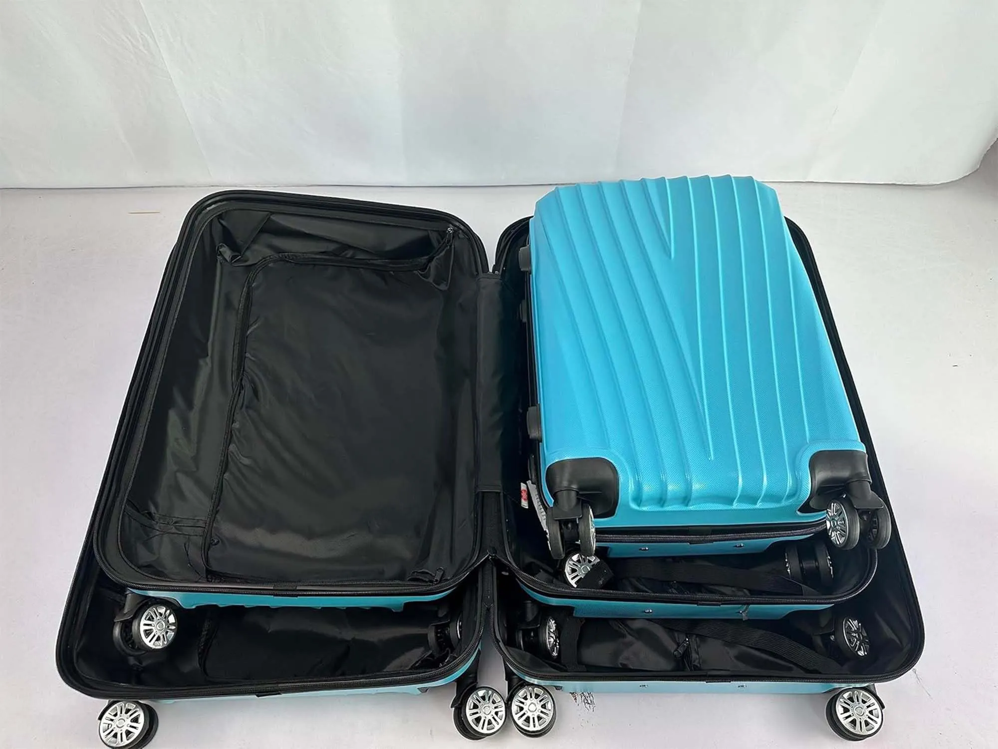 Kuber Industries Set of 3 Lightweight 20inch, 24inch, 28inch Cabin Trolley Bags with 360 Degree Wheels | Expandable Carry-On Cabin Luggage Suitcase | Bags for Travel | 61103PCIBLE-Ice Blue